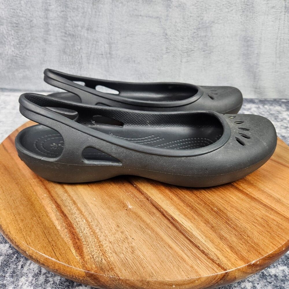 Crocs Kadee Sling Back Solid Black Ballet Flats Shoes Sandals Womens Size 8